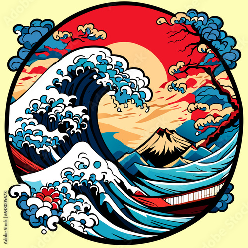 Japanese Tsunami, isolate, vector