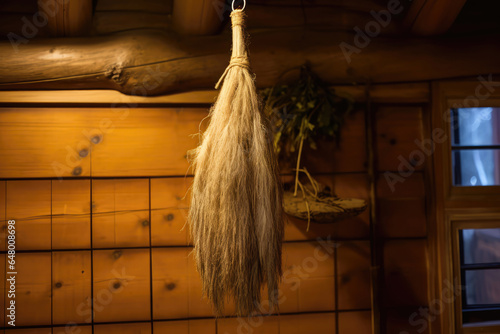 Birch Broom Hanging By The Sauna Entrance Tradition photo