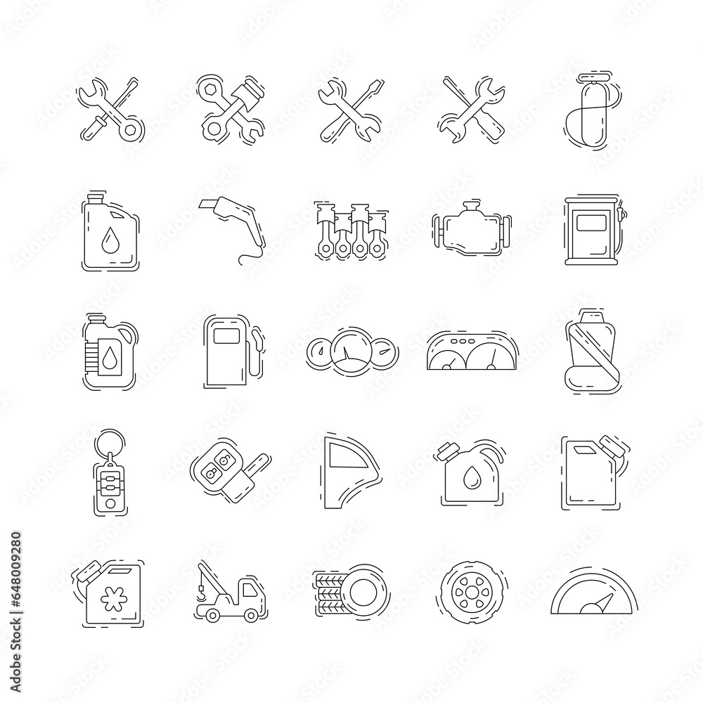 car parts thin line icon set. car service icon set. car parts thin line icon set. car service icon set.