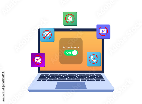 Turn on Do not disturb mode on laptop screen