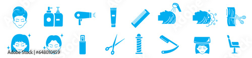 Hair salon Barber cut dryer icon set vector
