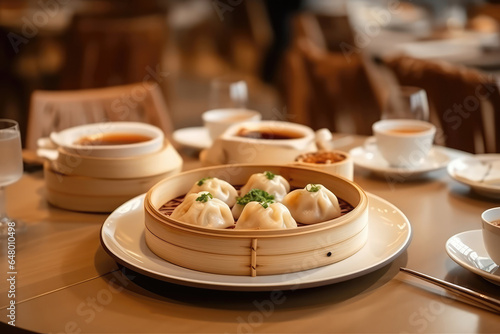 Dim Sum On Plate In Scandinavianstyle Cafe