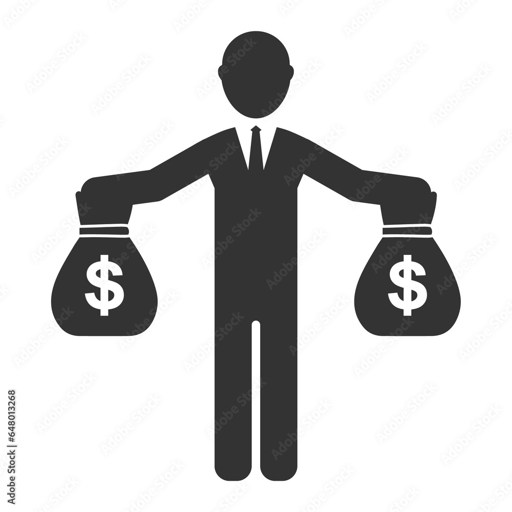 Vector illustration of carrying sacks of money icon in dark color and transparent background(PNG). Vector illustration of carrying sacks of money icon in dark color and transparent background(PNG).