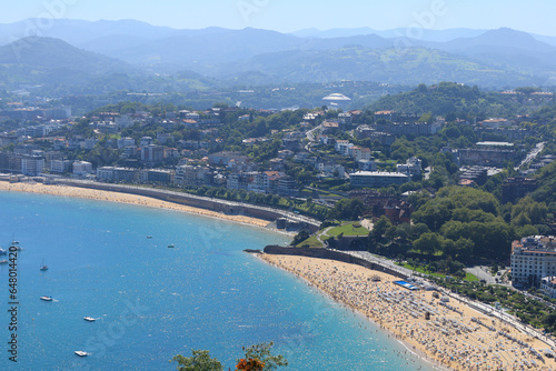 Panoramic view of the bay of San Sebastian and La Concha beach