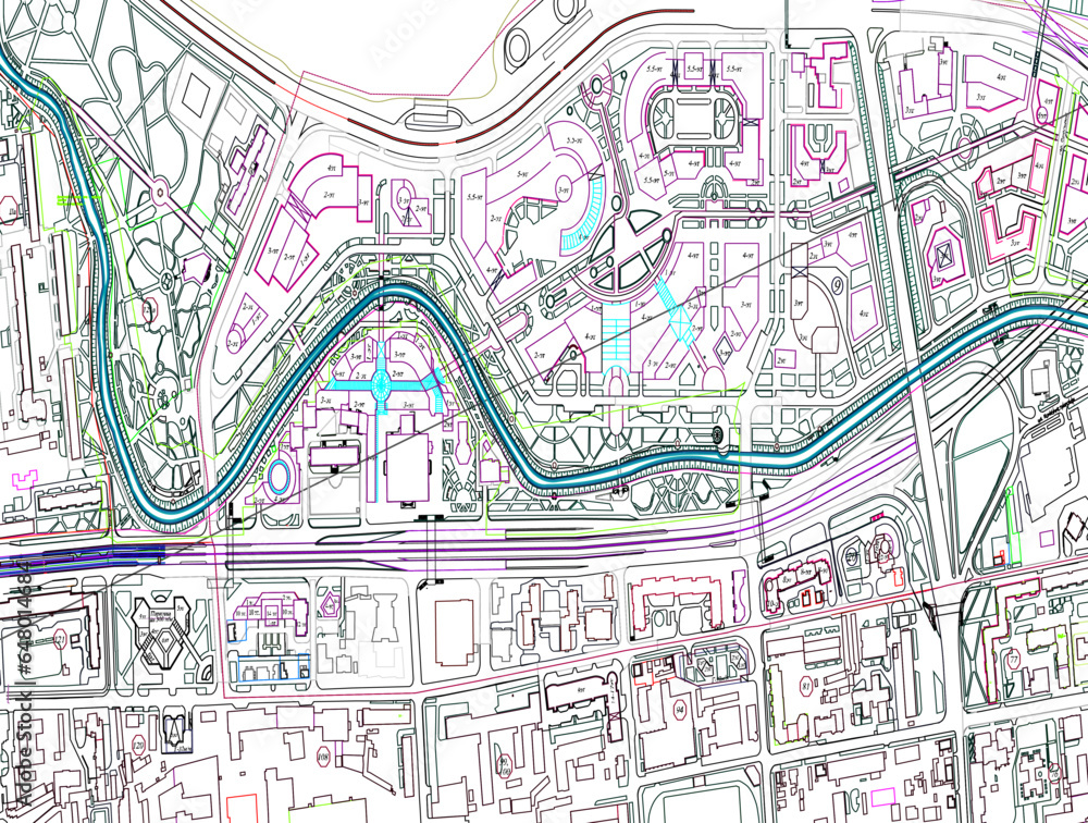 Obraz premium Vector sketch illustration of urban site plan layout design