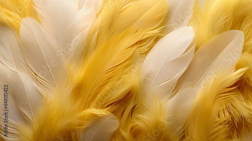 a close up of a bunch of white and yellow feathers Generative AI
