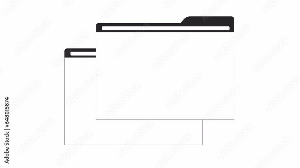 Nineties file folders bw outline 2D object animation. Retro organization archive computer technology monochrome linear cartoon 4K video. Storage y2k animated item isolated on white background Nineties file folders bw outline 2D object animation. Retro organization archive computer technology monochrome linear cartoon 4K video. Storage y2k animated item isolated on white background
