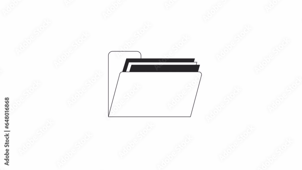 Computer folder opening bw outline 2D object animation. Organizing documents system monochrome linear cartoon 4K video. Nostalgia shortcut. Y2k folder close animated item isolated on white background Computer folder opening bw outline 2D object animation. Organizing documents system monochrome linear cartoon 4K video. Nostalgia shortcut. Y2k folder close animated item isolated on white background