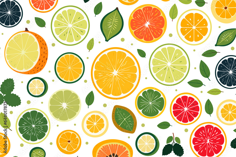 Fruits seamless pattern vector illustration isolated on  PNG transparent background