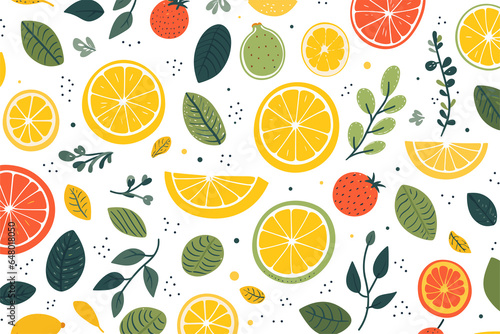 Fruits seamless pattern vector illustration isolated on  PNG transparent background