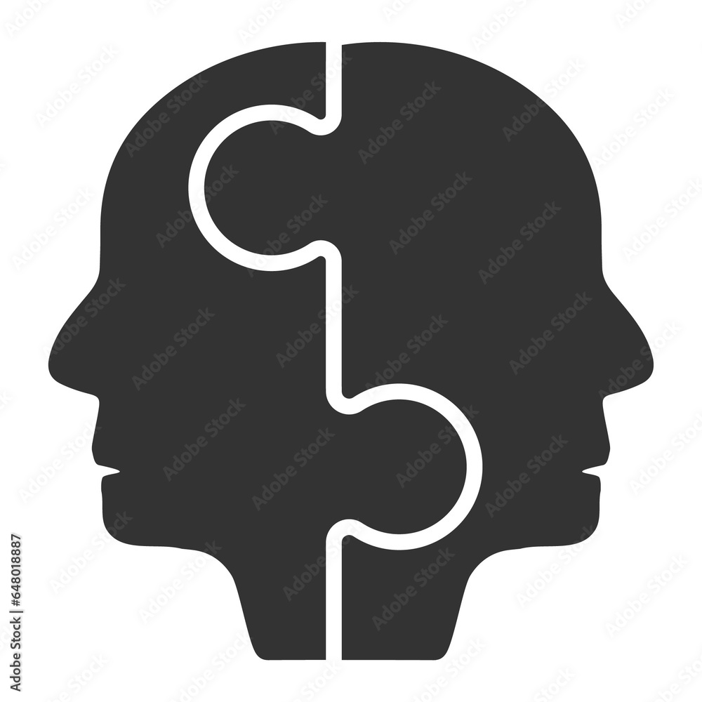Vector illustration of head puzzles icon in dark color and transparent background(PNG). - obrazy, fototapety, plakaty 