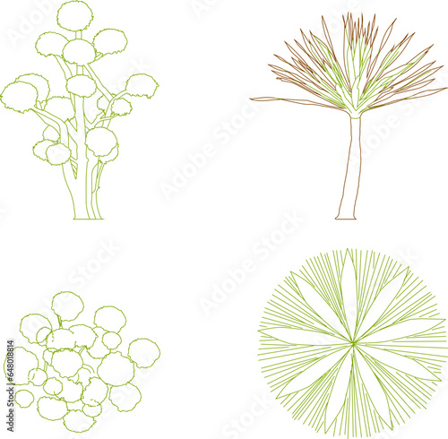 Sketch vector illustration clipart of tree plant symbols for completeness of images and artistic designs