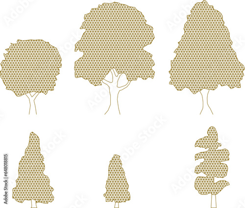 Vector sketch illustration clipart of tree plant symbols for completeness of images and designs 