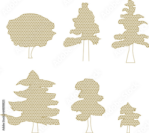 Vector sketch illustration clipart of tree plant symbols for completeness of images and designs