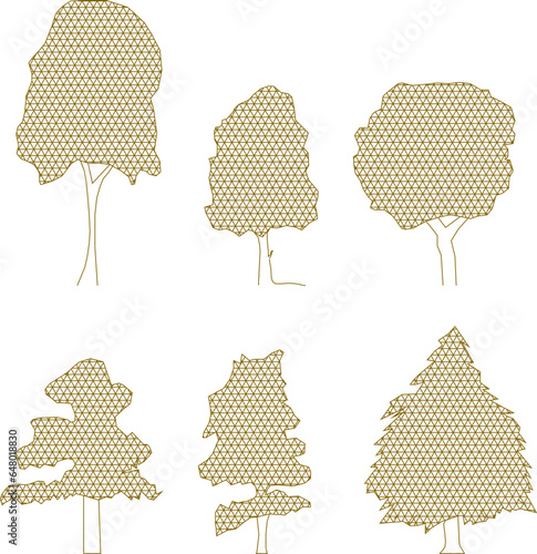 Vector sketch illustration clipart of tree plant symbols for completeness of images and designs