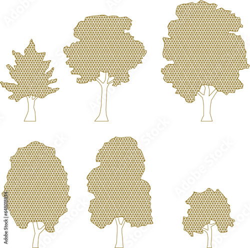 Vector sketch illustration clipart of tree plant symbols for completeness of images and designs