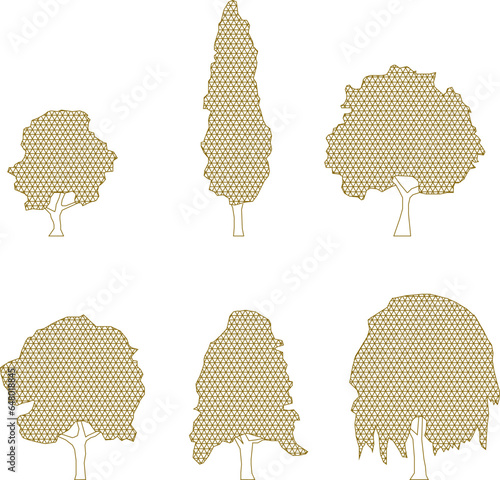 Vector sketch illustration clipart of tree plant symbols for completeness of images and designs