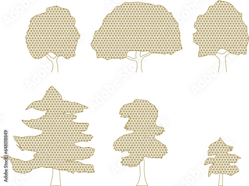 Vector sketch illustration clipart of tree plant symbols for completeness of images and designs