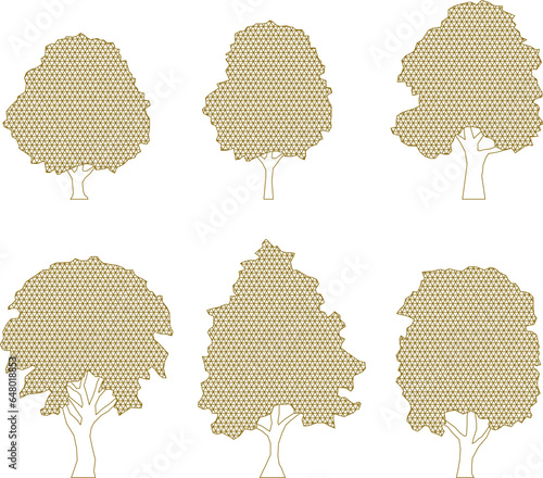 Vector sketch illustration clipart of tree plant symbols for completeness of images and designs