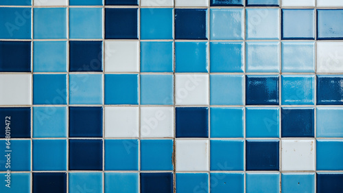 blue tile wall chequered background bathroom floor texture.