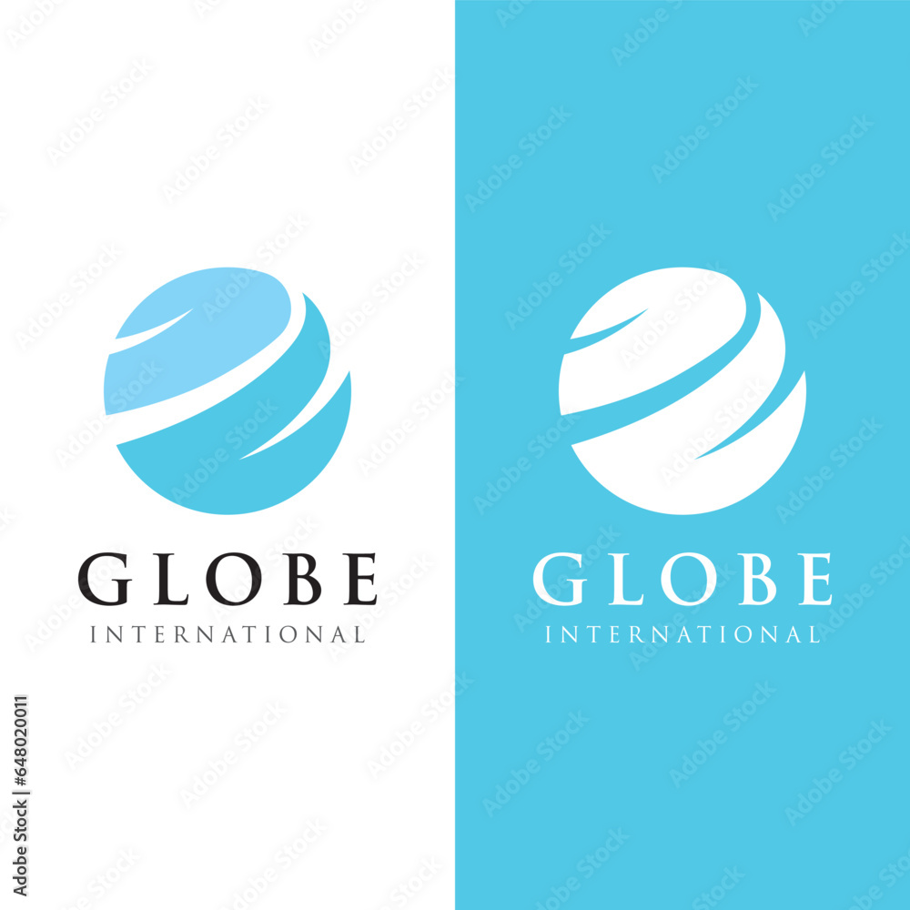 Creative globe international logo design with a modern and unique concept. Logo for business, web, company and technology.