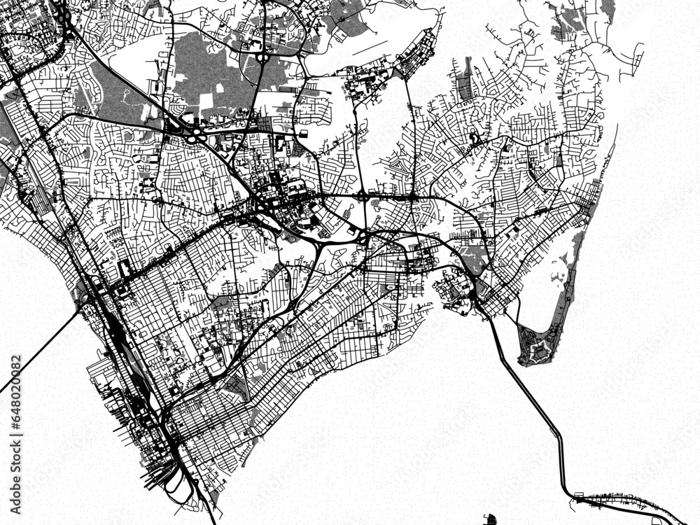 Vecteur Stock Greyscale vector city map of Hampton Virginia in the ...