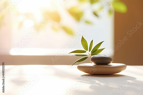 Minimal nature background with blank space for product display with all sorts of zen photo