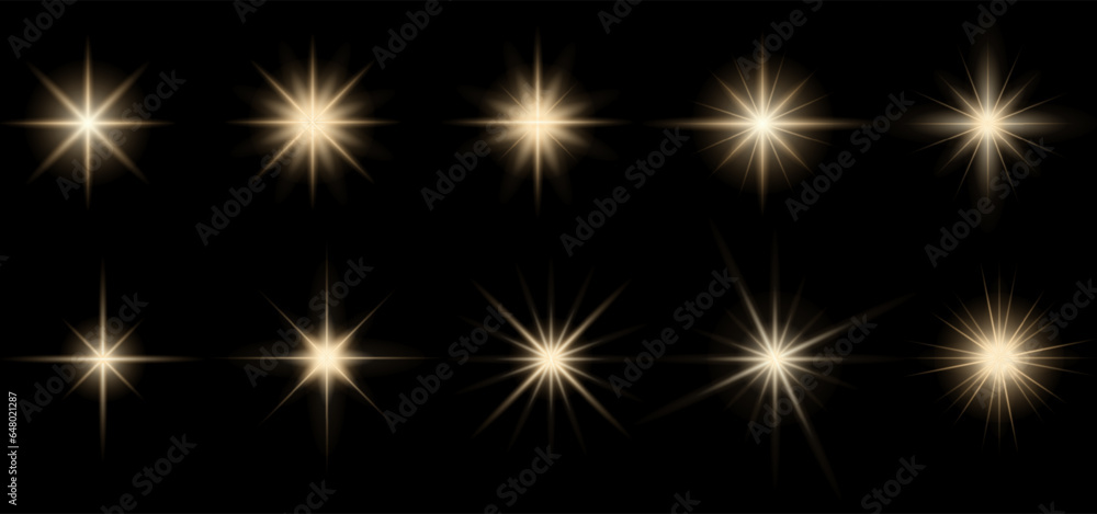 Set of Glittering vector particles on black background. Golden sparkling lights. Christmas Holiday glow particle. Magic star effect. Star dust sparkling particles. Vector EPS 10 Set of Glittering vector particles on black background. Golden sparkling lights. Christmas Holiday glow particle. Magic star effect. Star dust sparkling particles. Vector EPS 10