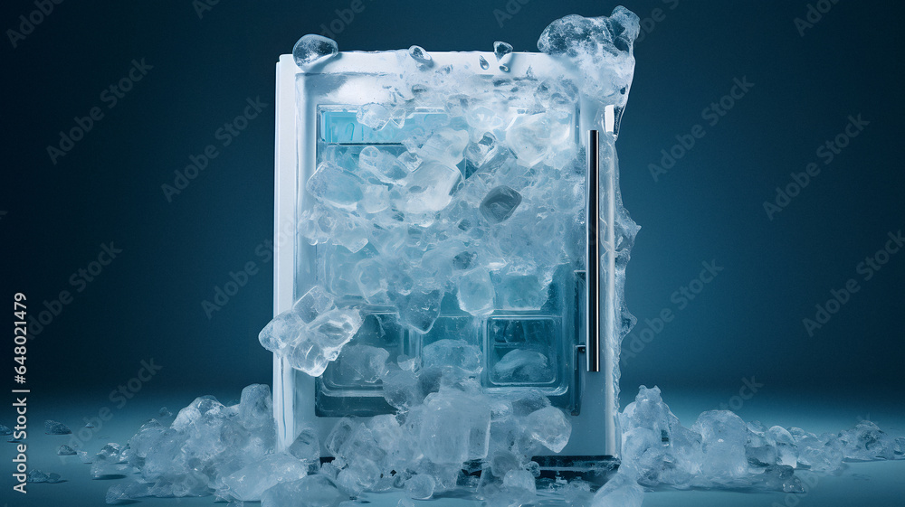 small refrigerator with ice inside of it Generative AI small refrigerator with ice inside of it Generative AI