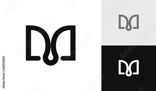 Letter M with water drop logo design