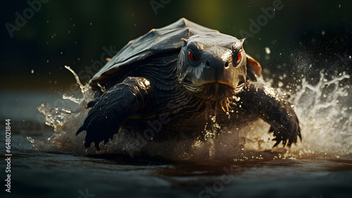 turtle that is splashing water on itself Generative AI