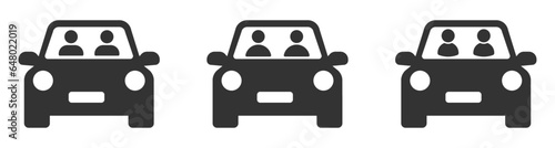Carpool vector icons. Car sharing signs set. Road trip vector icons