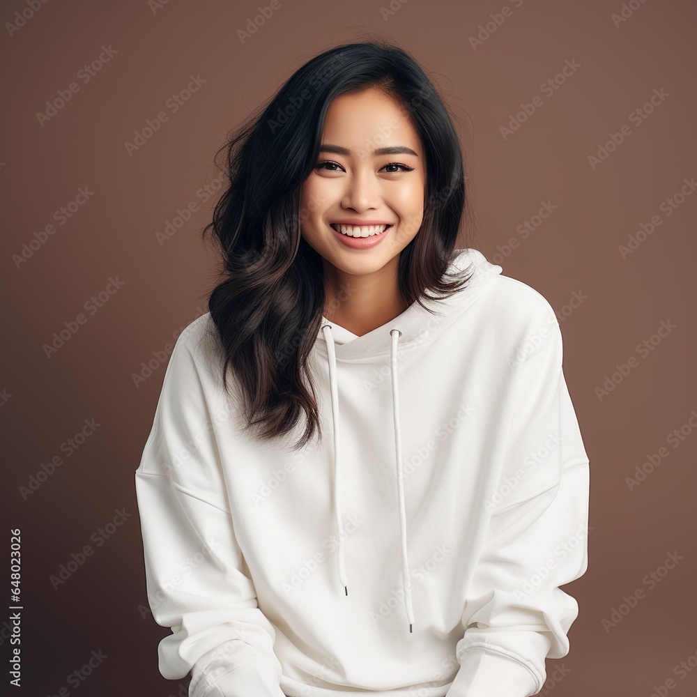 Illustration of a fashion portrait with plain hoodie mockup, AI Generated Illustration of a fashion portrait with plain hoodie mockup, AI Generated