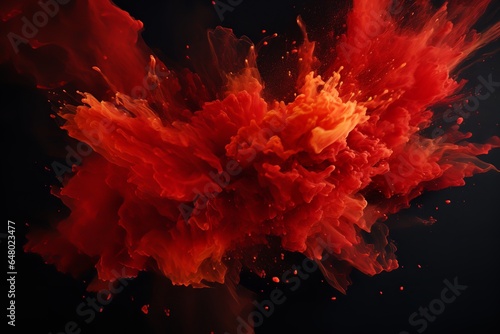 Red Transparent paint explosion on dark 