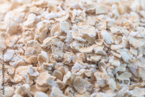 Close up of oat flakes. Textured and background.