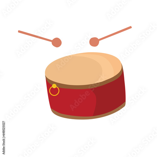 Drum vector set  with drum sticks. Musical instrument clip art. Percussion. Drum for lion dance performance or dragon boat festival. Toy for kids in mid autumn festival or for cheering fans. 