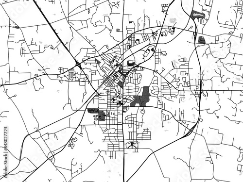 Greyscale vector city map of  kilgore Texas in the United States of America with with water  fields and parks  and roads on a white background.