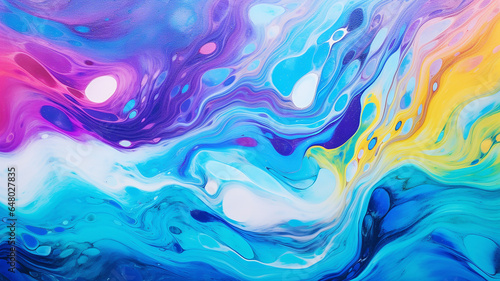 Abstract marbled acrylic paint ink waves painting for background.