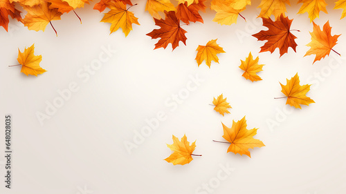 Autumn fall with falling maple leaves.Flying maple leaves isolated on white background.