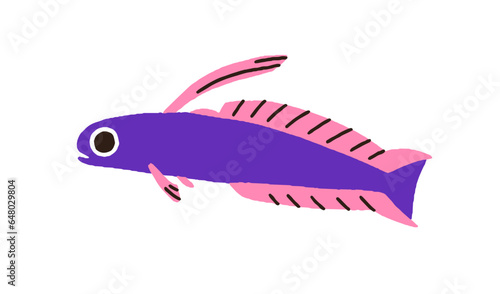 Cute little exotic fish. Tropical sea, marine water animal. Fancy small speci...