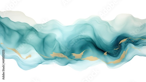 blue gold watercolour wave isolated on white background. photo