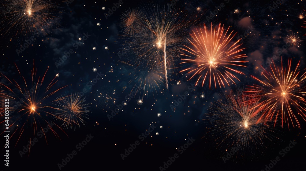Fireworks on black background, AI generated Image