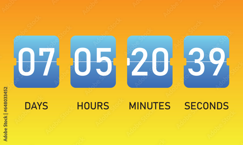 Countdown timer. Clock counter. Mechanical scoreboard. Countdown template for your design