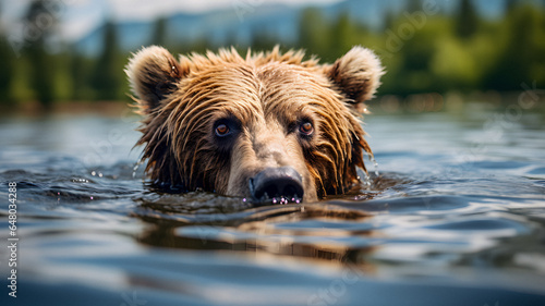 bear that is swimming in the water Generative AI