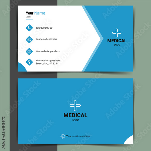 Cross plus medical logo icon design white business card  modern business card with medical concept medical professional business and business card  photo
