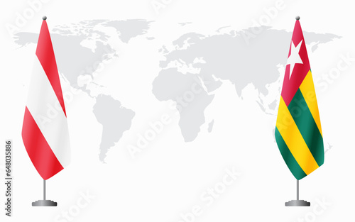 Austria and Togo flags for official meeting