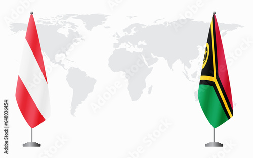 Austria and Vanuatu flags for official meeting