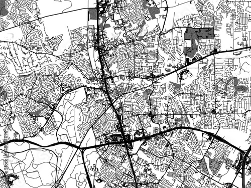 Greyscale vector city map of  Round Rock Texas in the United States of America with with water, fields and parks, and roads on a white background.
