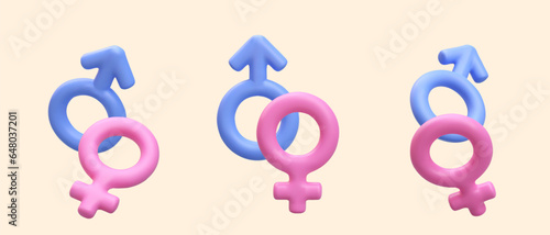 Male and female gender symbols together. Symbol of marriage, couples. Blue sign of Mars, pink sign of Venus. Icons for sex shop. Product markings for adults. Illustrations for erotic site, app