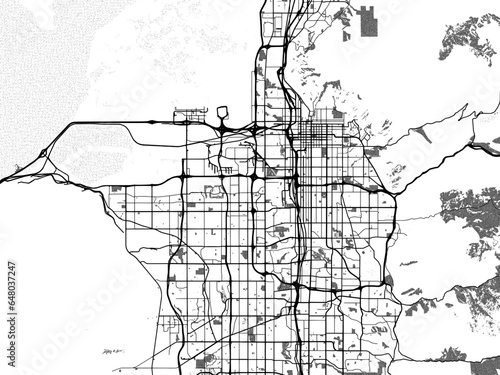Greyscale vector city map of  Salt Lake City Metro Utah in the United States of America with with water, fields and parks, and roads on a white background.